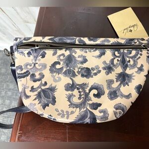 Patricia Nash Cream and Blue Floral Crossbody Bag